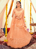 Peach Sequence Embroidered Wedding Lehenga Choli