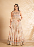 Beige Mirror Embroidered Anarkali Gown