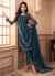 Turquoise Blue Embroidered Pakistani Pant Style Suit