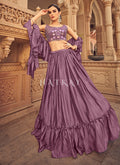 Lavender Mirror Work Embroidered Festive Lehenga Choli