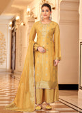 Yellow Golden Embroidered Indian Palazzo Suit