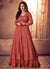 Orange Traditional Sequence Embroidered Wedding Anarkali Lehenga Style Suit