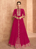 Hot Pink Slit Style Embroidered Anarkali Lehenga Suit