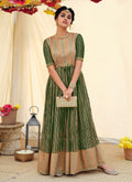 Green Golden Embroidered Designer Anarkali Suit