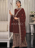 Maroon Multi Embroidered Traditional Gharara Suit