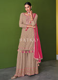 Buy Beige And Peach Gharara Style Suit