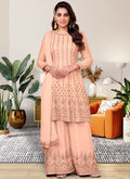 Peach Multi Embroidery Traditional Festive Gharara Suit