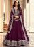 Wine Twisted Embroidery Designer Anarkali Suit