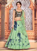 Green Blue Sequence Embroidered Lehenga Choli