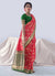 Tomato Red And Green Paithani Silk Saree