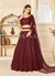 Velvet Red Sequence Embroidered Festive Lehenga