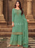 Teal Green Zari Embroidery Gharara Style Suit