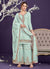 Teal Blue Multi Embroidered Designer Palazzo Suit