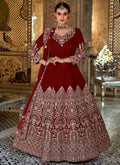 Bridal Red Zari Embroidery Wedding Anarkali Gown