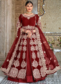 Red Zari Embroidered Wedding Anarkali Lehenga