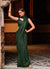 Deep Green Sequence Work Party Wear Saree