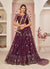 Wine Embroidered Partywear Lehenga Choli