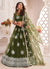 Olive Green Traditional Embroidered Wedding Lehenga Choli