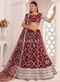 Deep Maroon Traditional Embroidered Wedding Lehenga Choli