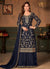 Dark Blue Embroidered Designer Palazzo Suit