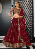 Buy Lehenga Choli | Bridal Red Sequence Embroidered Wedding Lehenga Choli And Dupatta