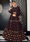 Buy Lehenga Choli | Dark Purple Sequence Embroidered Wedding Lehenga Choli And Dupatta