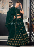 Buy Lehenga Choli | Dark Green Sequence Embroidered Wedding Lehenga Choli And Dupatta