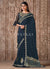 Royal Blue Traditional Zari Embroidered Party Wear Saree