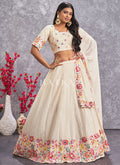 Off White Floral And Sequence Embroidery Wedding Lehenga Choli