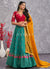 Turquoise Floral And Sequence Embroidery Wedding Lehenga Choli