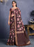 Wine Ikat Print And Sequence Silk Saree