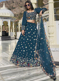 Turquoise Embroidery Georgette Wedding Lehenga Choli