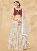 Buy Lehenga Choli In New York | Off White Mirror And Sequence Embroidered Lehenga Choli