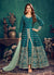 Turquoise Zari Embroidered Slit Style Anarkali Pant Suit