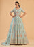 Teal Blue Multi Embroidered Partywear Anarkali Suit