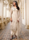 Off White Pakistani Designer Pant Style Suit