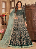 Dark Green Embroidered Velvet Anarkali Suit