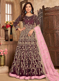 Maroon Embroidered Velvet Anarkali Suit