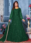 Green Net Anarkali Suit