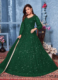 Green Net Anarkali Suit