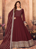 Red Embroidered Anarkali Suit