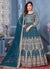 Turquoise Zari Embroidered Party Wear Anarkali Suit