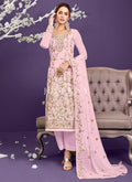 Soft Pink Sequence Embroidered Pant Suit