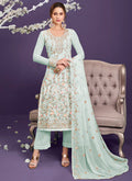 Sea Green Sequence Embroidered Pant Suit