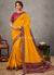 Magenta And Yellow Zari Embroidered Satin Silk Saree