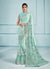 Teal Blue Silver Sequence Embroidered Festive Saree