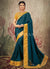 Turquoise And Yellow Embroidery Traditional Silk Saree