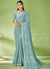 Teal Blue Designer Georgette Embroidered Festive Saree