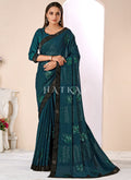 Turquoise Sequence Embroidery Georgette Saree