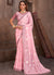 Soft Pink Mirror Work Embroidery Silk Saree